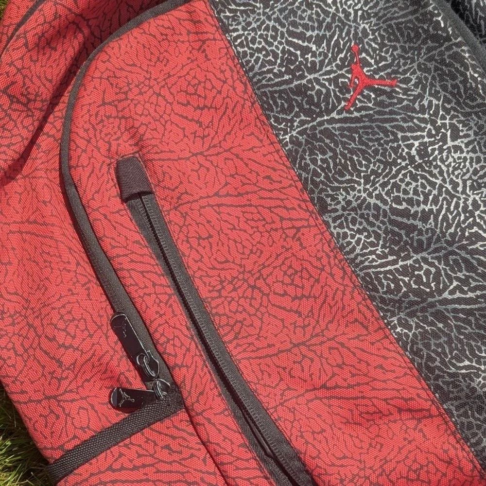 Jordan Elephant Print Backpack Red Black Gray Jumpman Streetwear School Bag